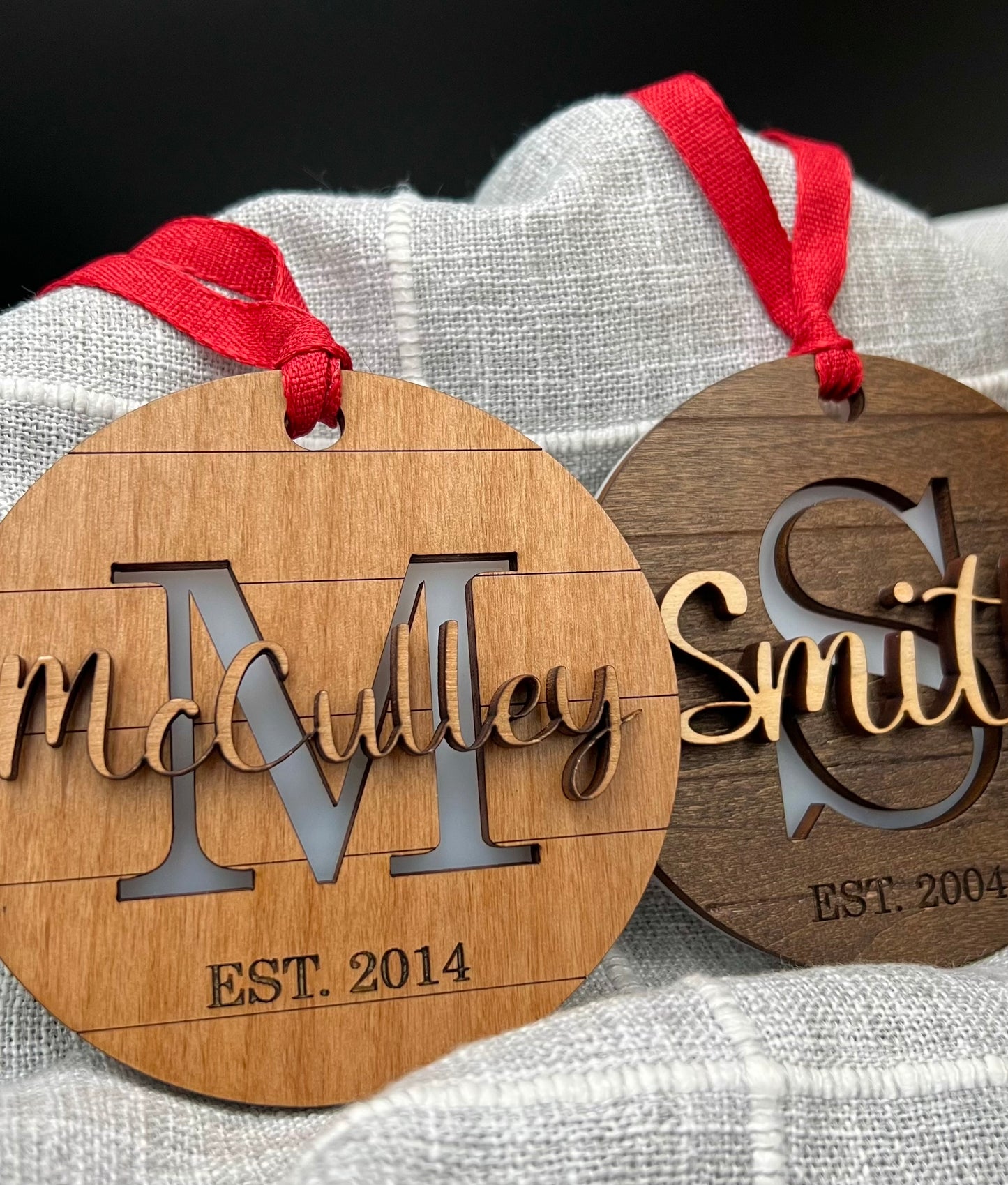 Custom Shiplap Family Name Ornament