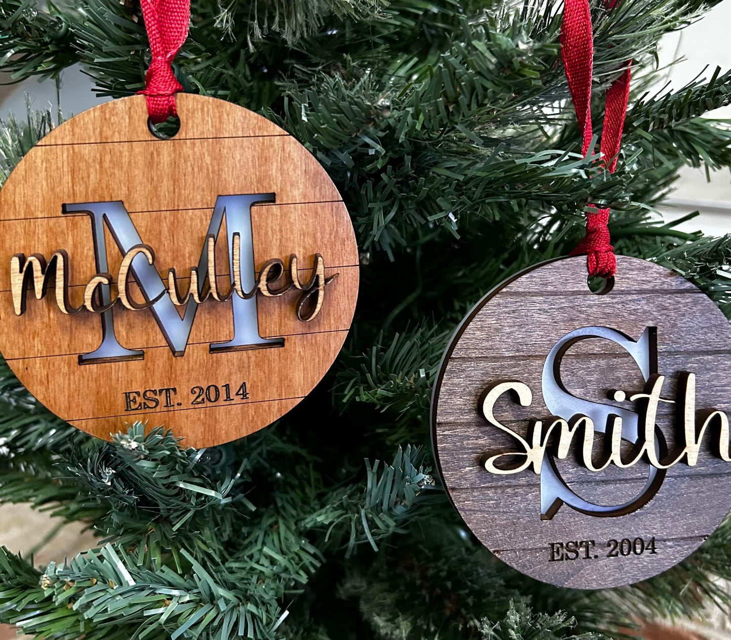 Custom Shiplap Family Name Ornament