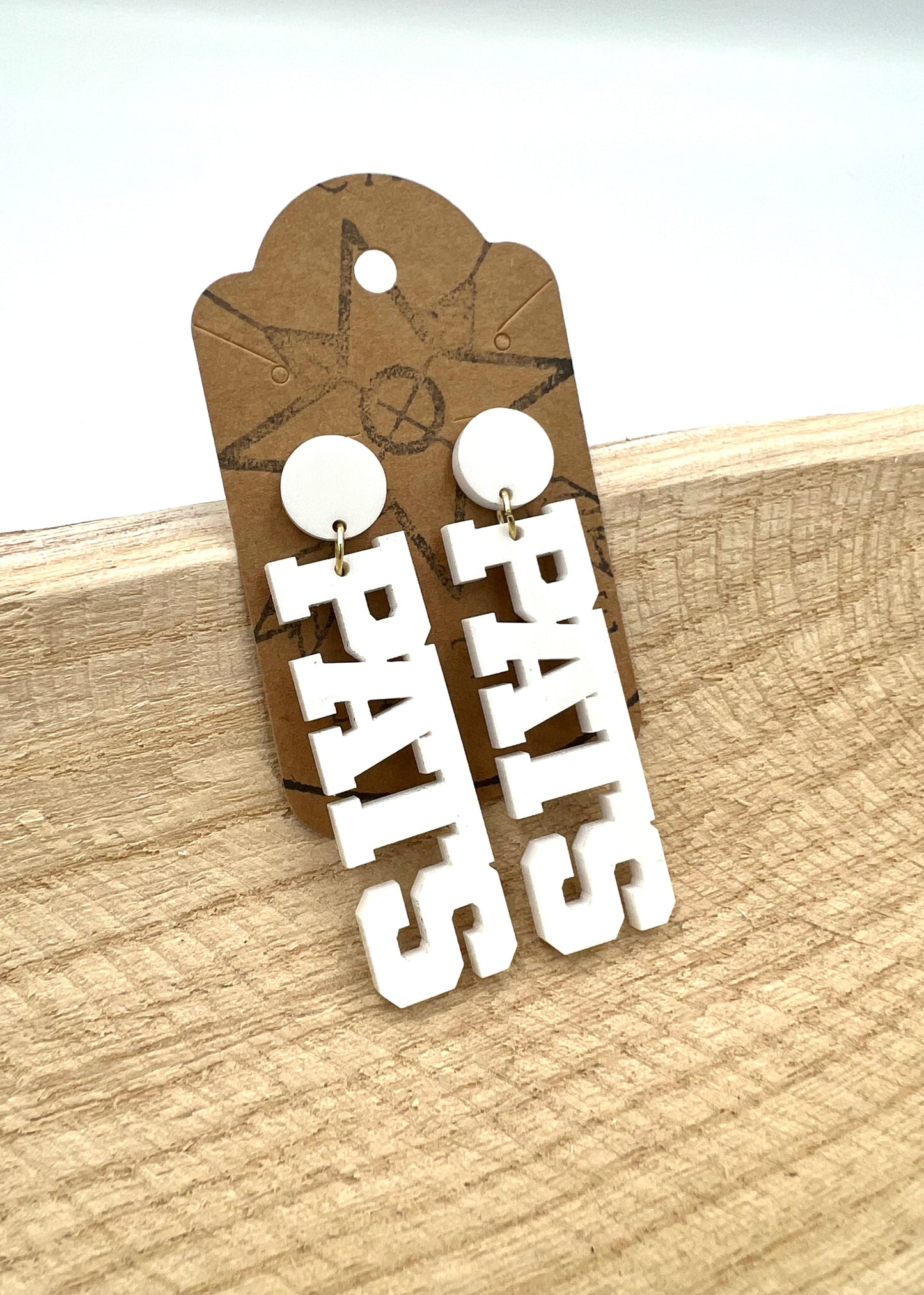 PATS or MANN Letter Earrings
