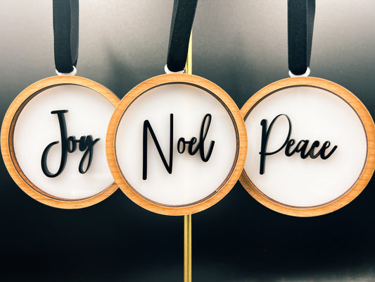 Joy, Peace, Noel Ornament Set